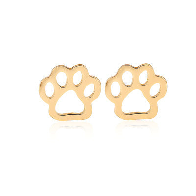 Hollow Cat and Dog Paw Alloy Earrings