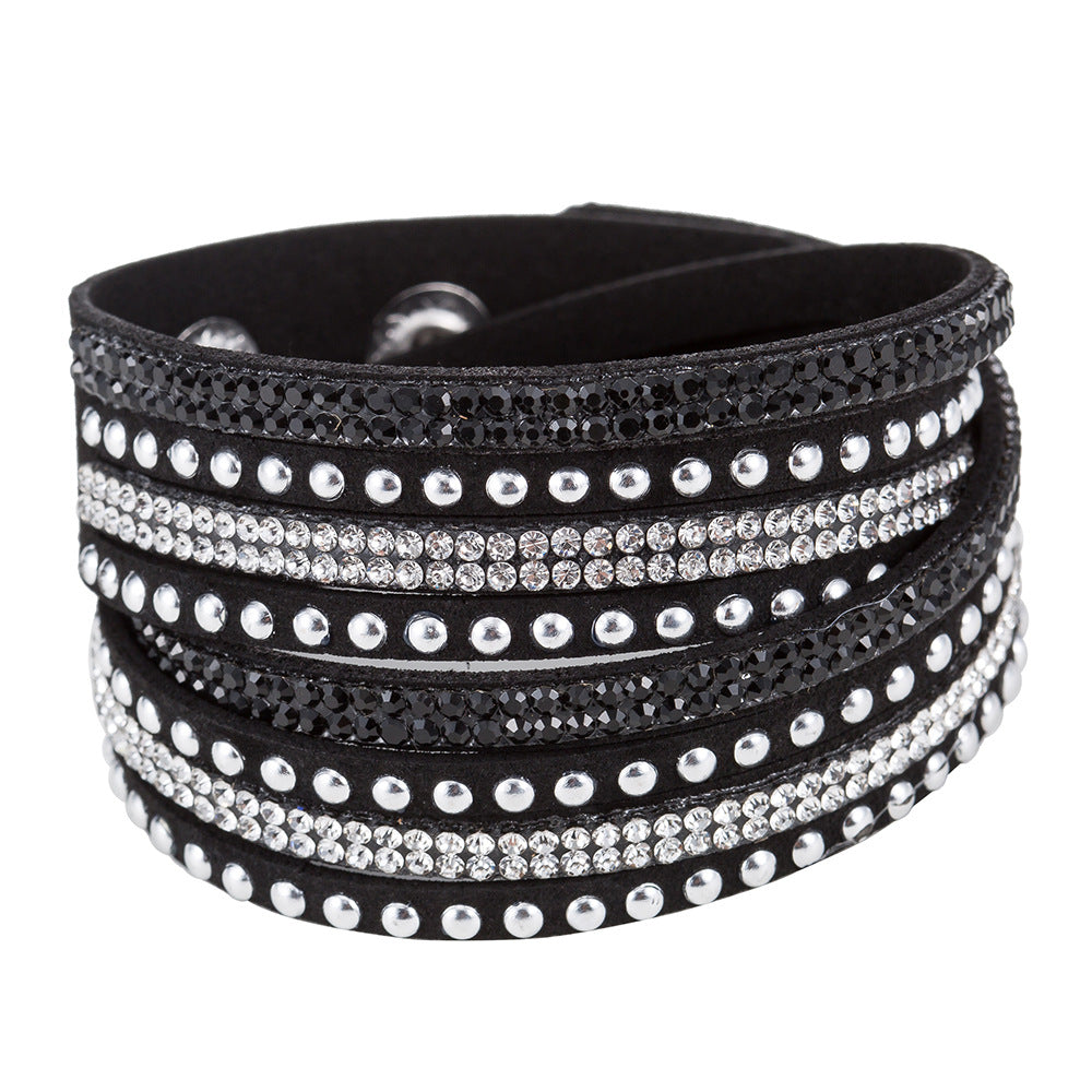 Fashion Flannel Gemstone Inlay Women's Bracelet with Rhinestone Detailing