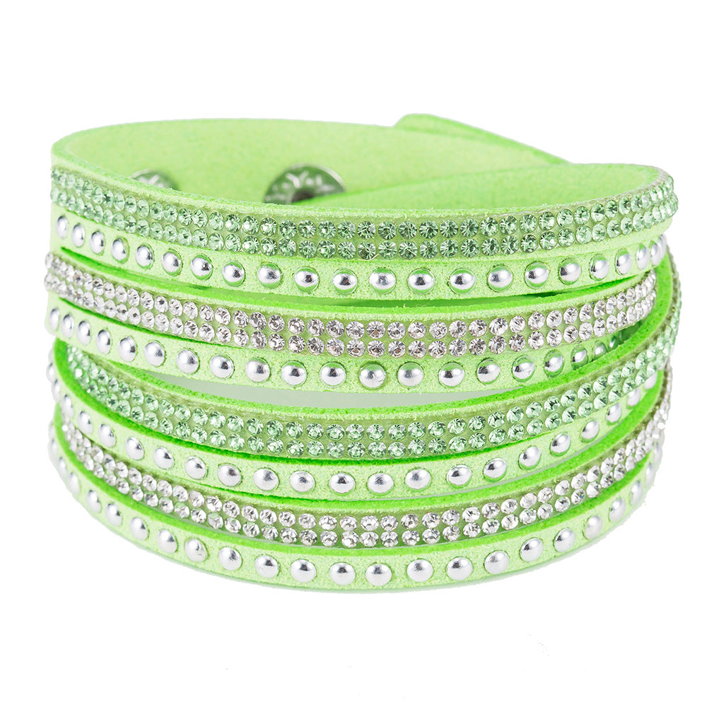Fashion Flannel Gemstone Inlay Women's Bracelet with Rhinestone Detailing