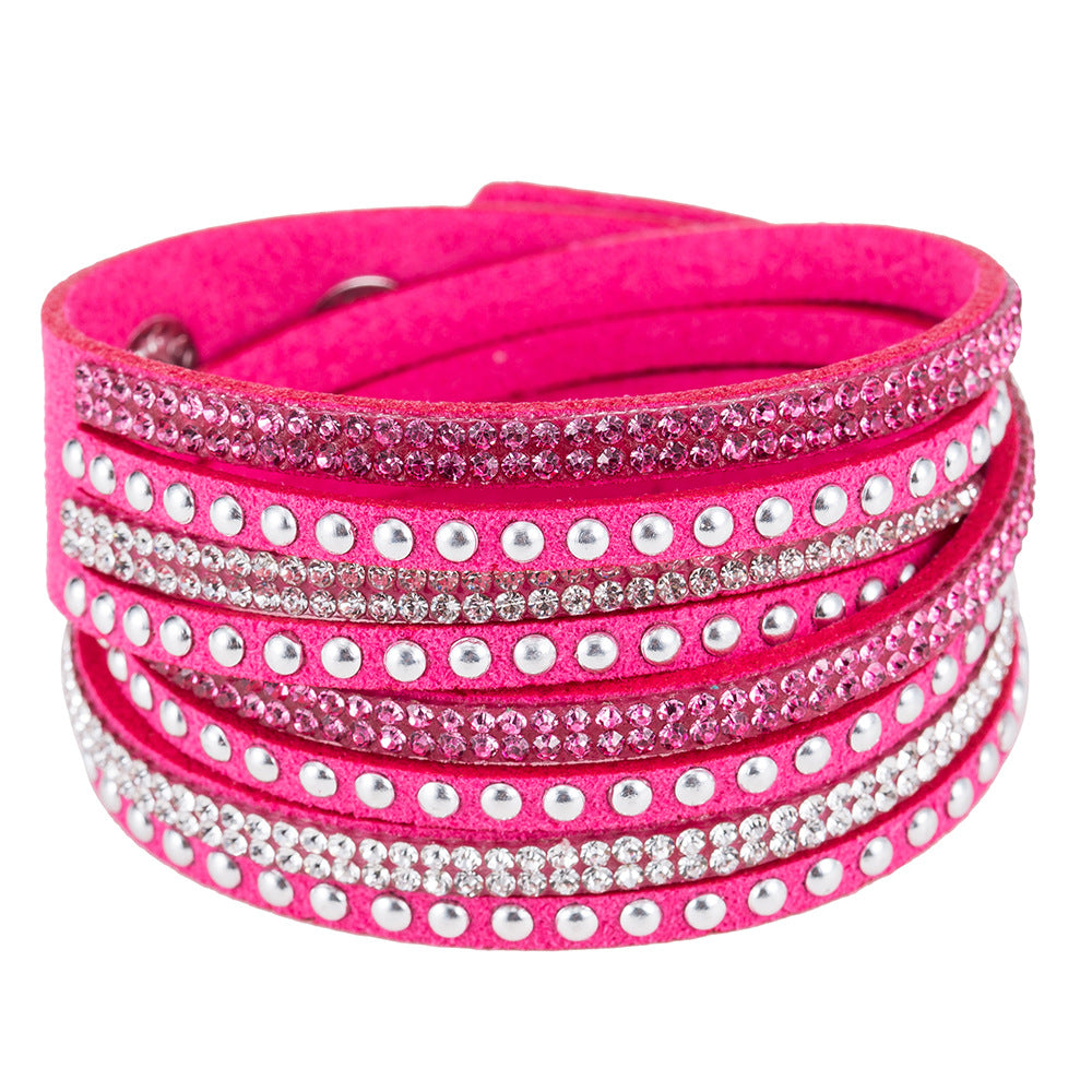 Fashion Flannel Gemstone Inlay Women's Bracelet with Rhinestone Detailing