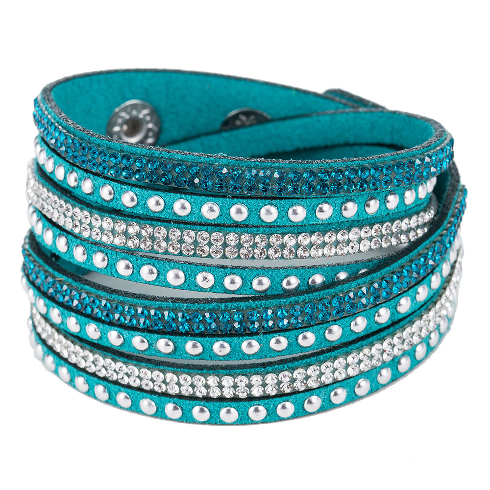 Fashion Flannel Gemstone Inlay Women's Bracelet with Rhinestone Detailing