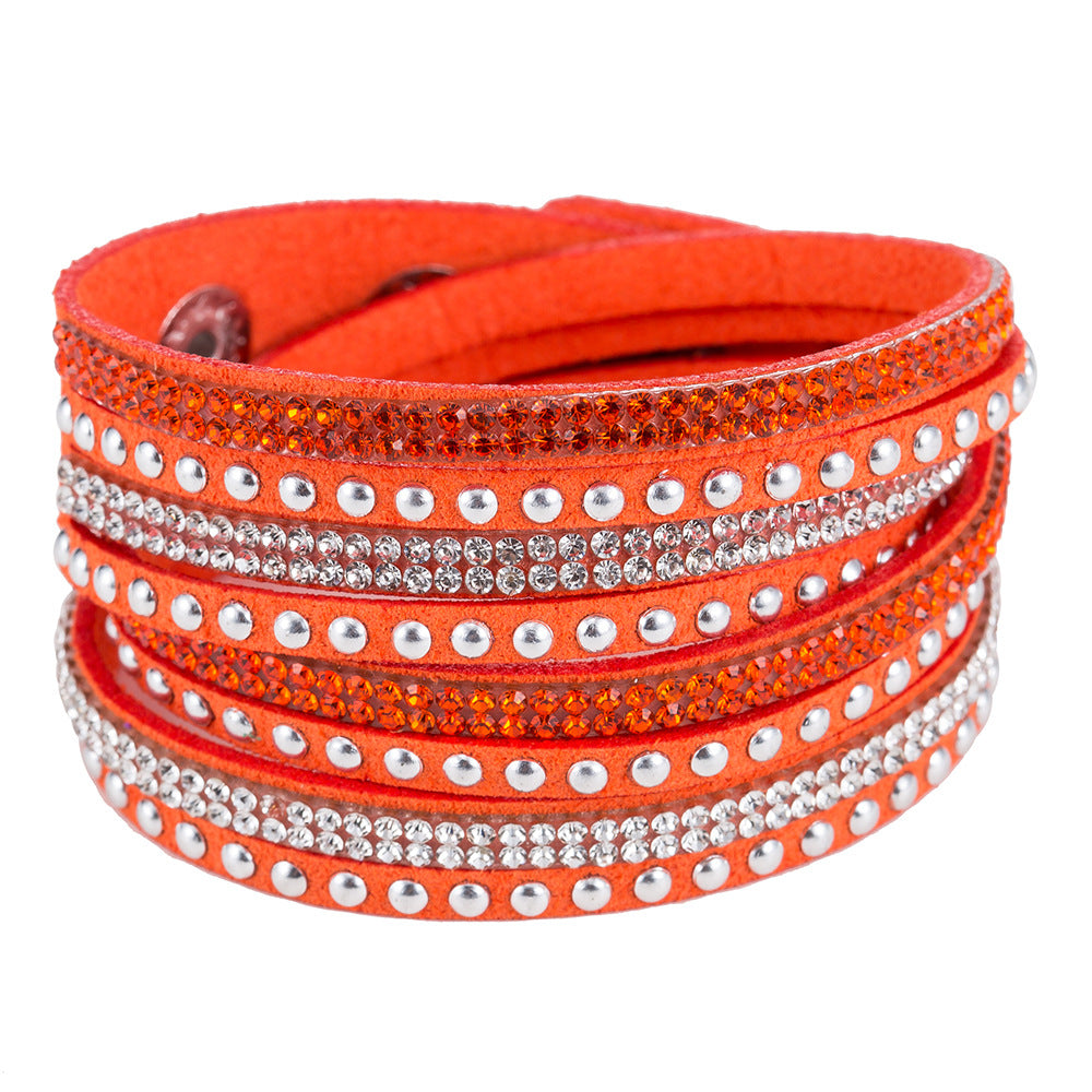 Fashion Flannel Gemstone Inlay Women's Bracelet with Rhinestone Detailing