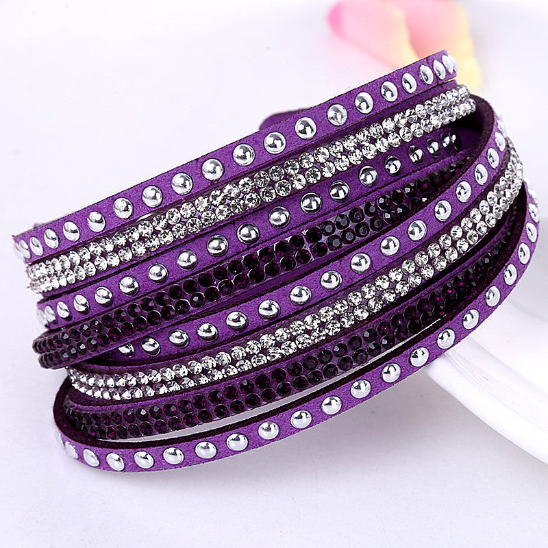 Fashion Flannel Gemstone Inlay Women's Bracelet with Rhinestone Detailing