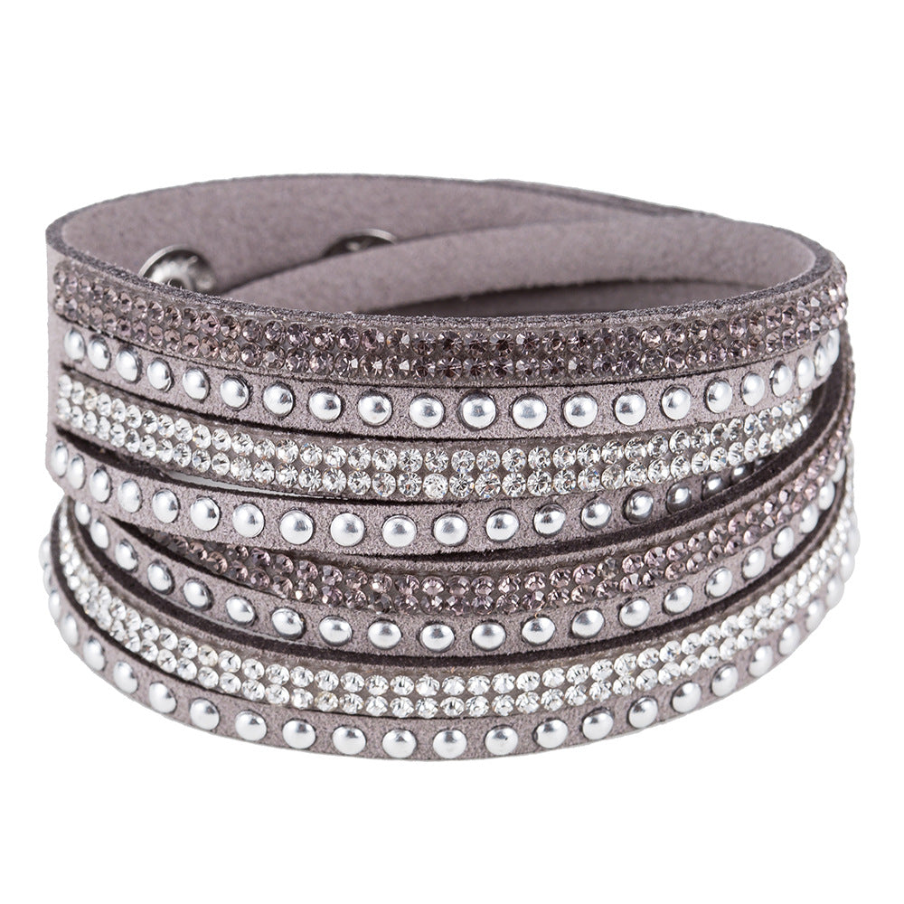 Fashion Flannel Gemstone Inlay Women's Bracelet with Rhinestone Detailing