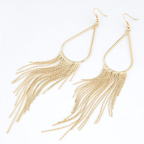 Simple Style Water Droplet Tassel Alloy Earrings