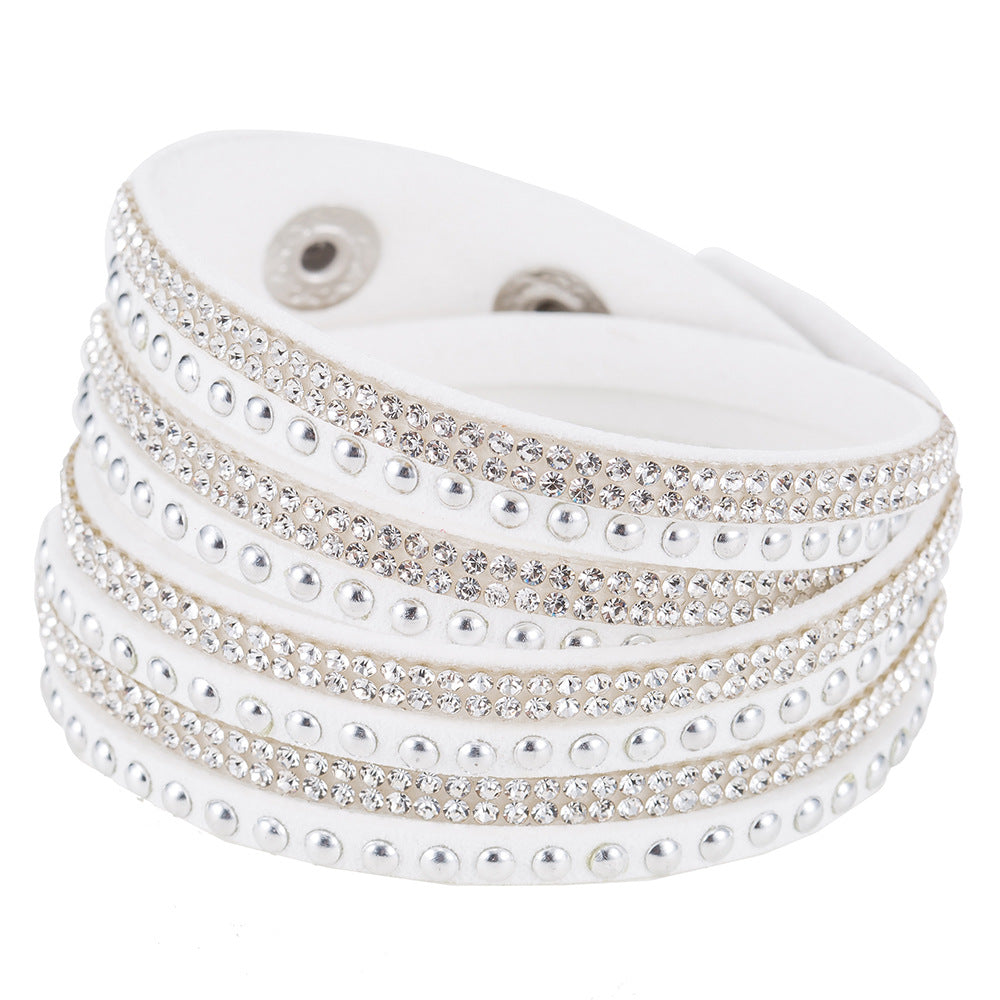 Fashion Flannel Gemstone Inlay Women's Bracelet with Rhinestone Detailing