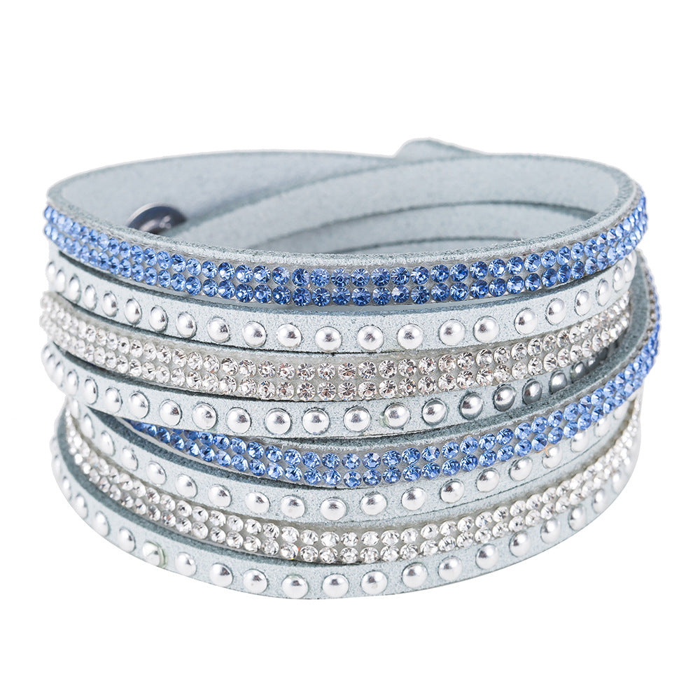 Fashion Flannel Gemstone Inlay Women's Bracelet with Rhinestone Detailing