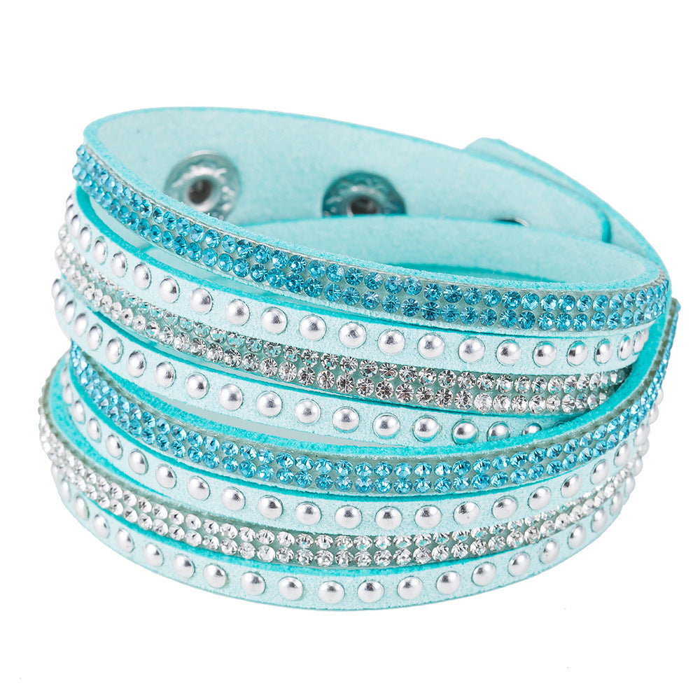 Fashion Flannel Gemstone Inlay Women's Bracelet with Rhinestone Detailing