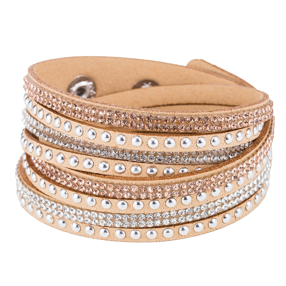 Fashion Flannel Gemstone Inlay Women's Bracelet with Rhinestone Detailing