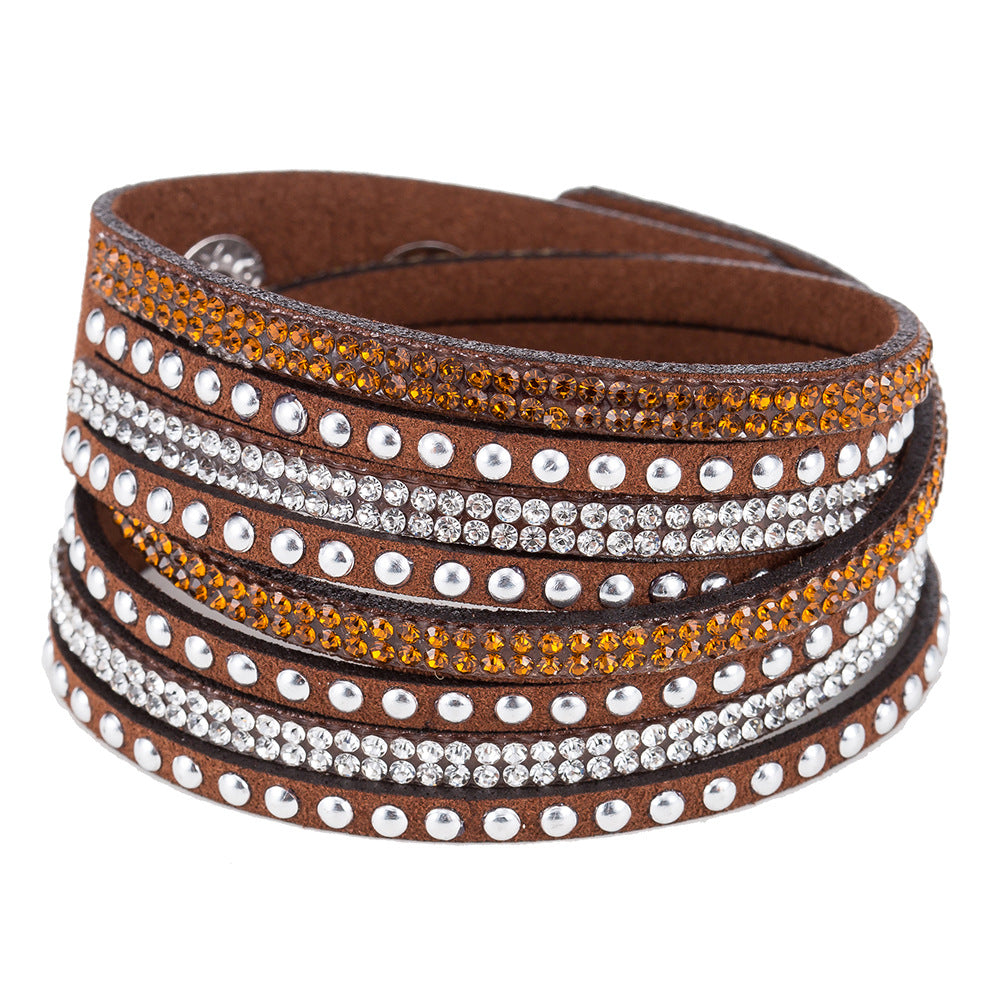 Fashion Flannel Gemstone Inlay Women's Bracelet with Rhinestone Detailing