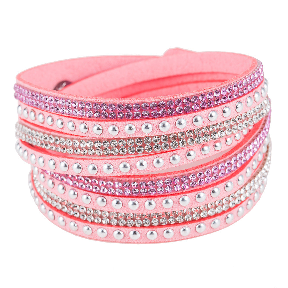 Fashion Flannel Gemstone Inlay Women's Bracelet with Rhinestone Detailing