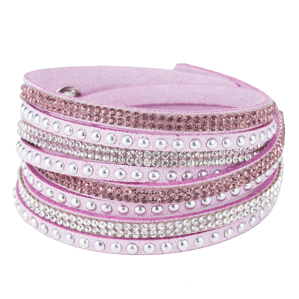 Fashion Flannel Gemstone Inlay Women's Bracelet with Rhinestone Detailing