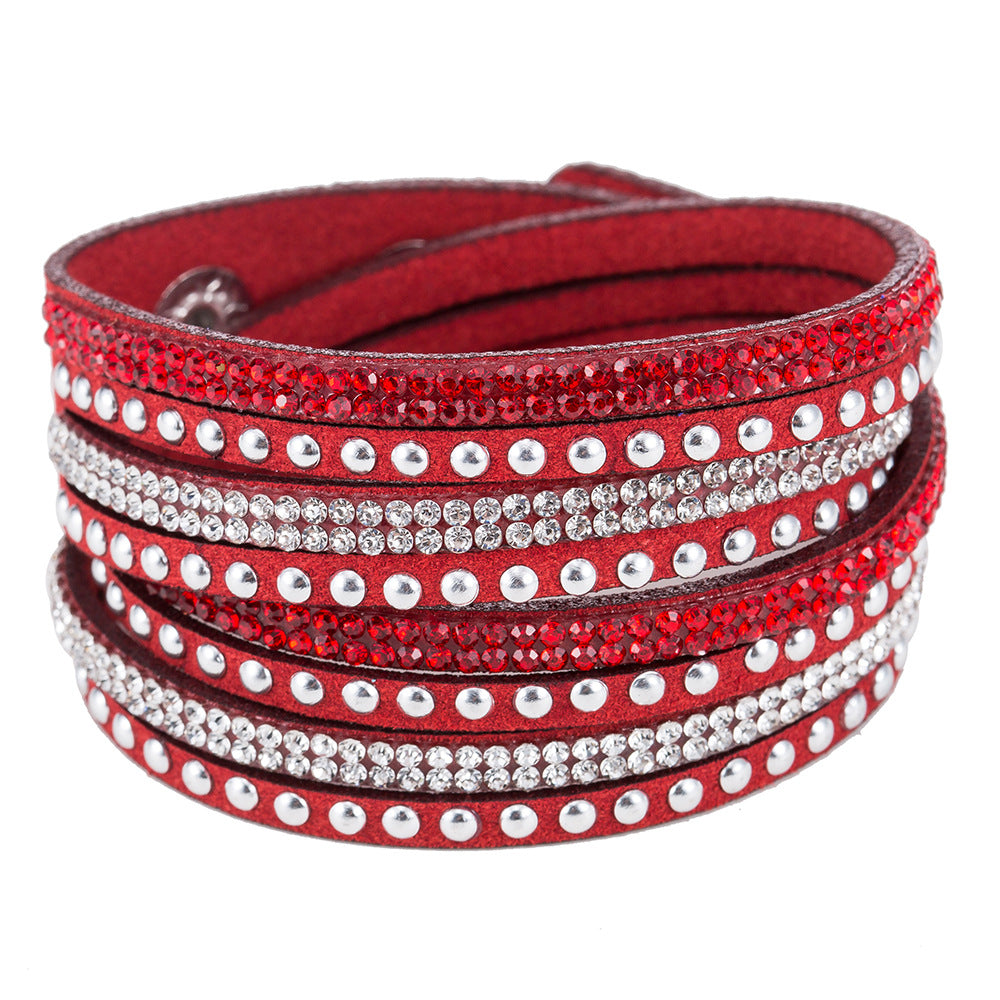 Fashion Flannel Gemstone Inlay Women's Bracelet with Rhinestone Detailing