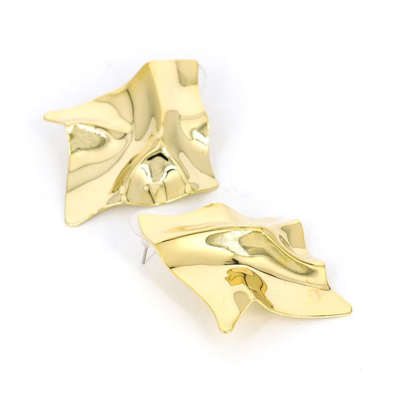Simple Solid Color Metal Plated Geometric Square Earrings for Women