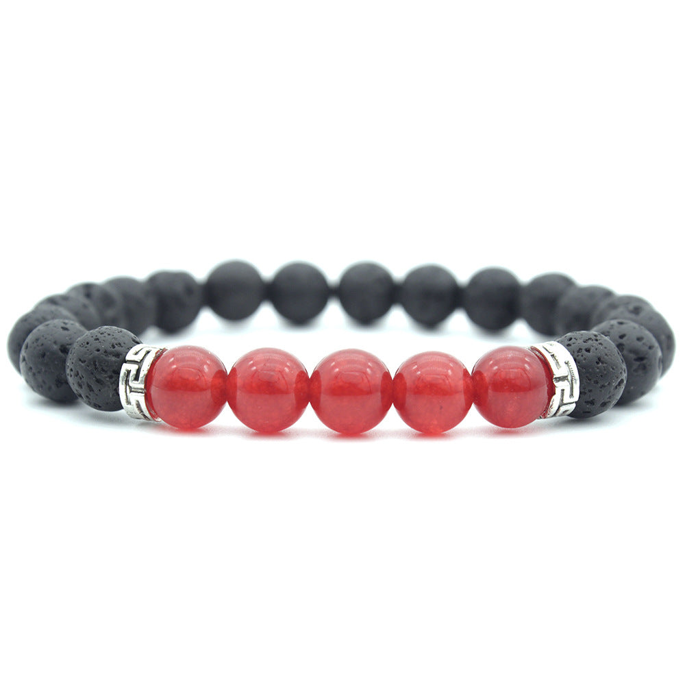 Simple Colorful Stone & Lava Rock Beaded Unisex Bracelet