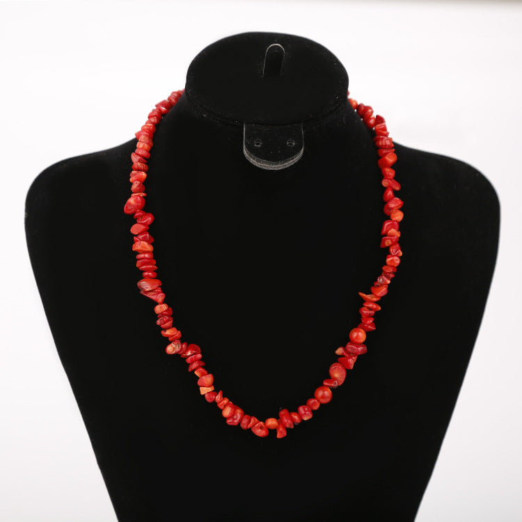 Ethnic Geometric Resin Beaded Natural Stone Necklace Multicolor Handmade Design