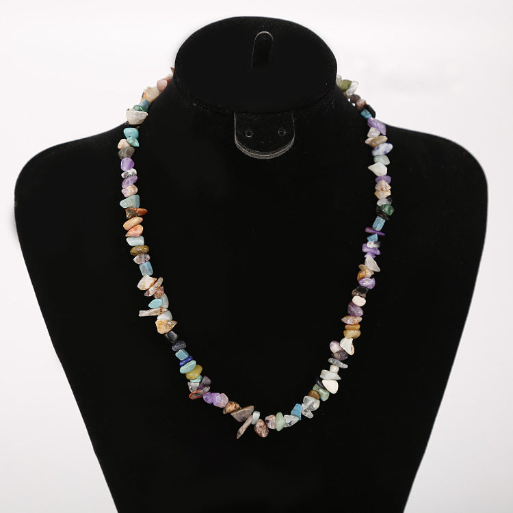 Ethnic Geometric Resin Beaded Natural Stone Necklace Multicolor Handmade Design