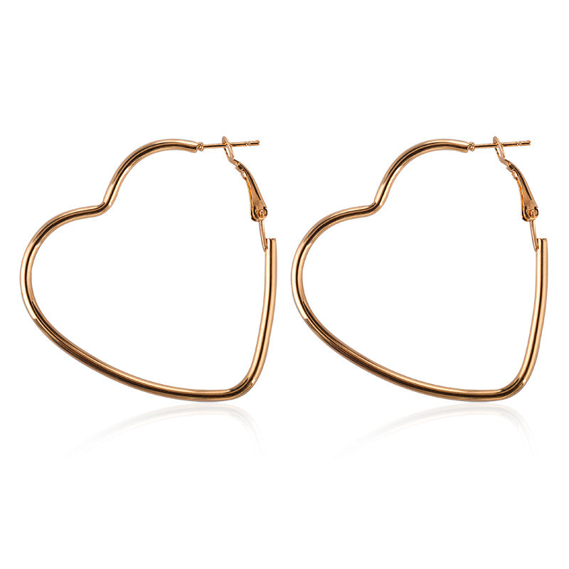 Large Geometric Heart Hoop Earrings - Fashion Statement Jewelry