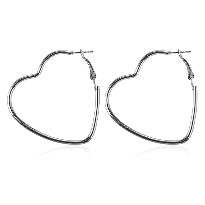 Large Geometric Heart Hoop Earrings - Fashion Statement Jewelry