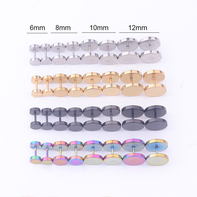 Fashion Stainless Steel Plated Round Disc Ear Studs 1 Piece