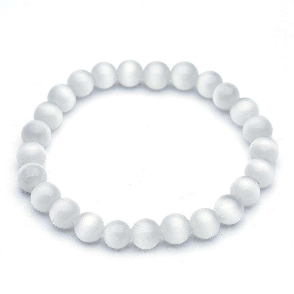 Frosted Opal & Cat's Eye Stone Energy Bracelet