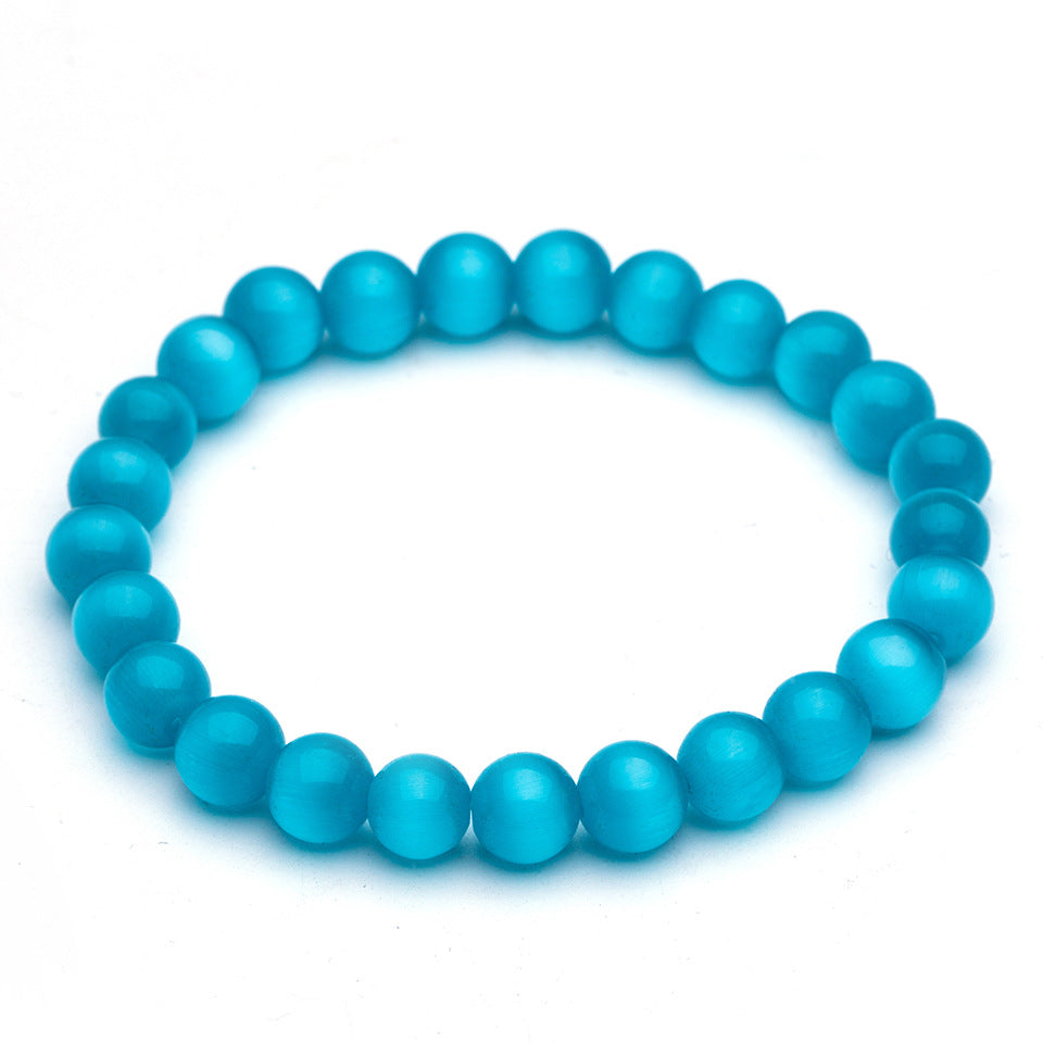 Frosted Opal & Cat's Eye Stone Energy Bracelet