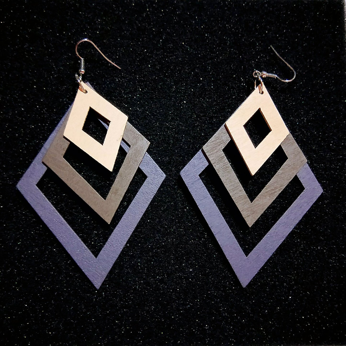 Multi-layer Geometric Resin and Wood Earrings for Women