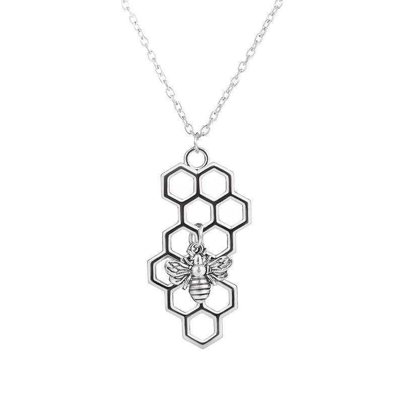 Honeycomb Pendant Bee Necklace - Fashion Simple Insect Jewelry for Women