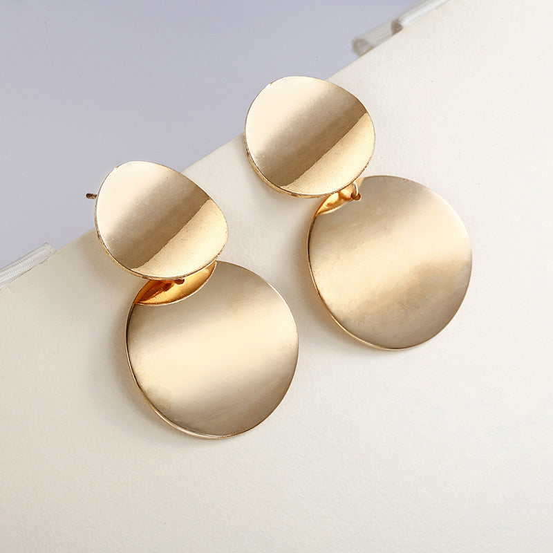 Retro Geometric Metal Circle Earrings Set for Women
