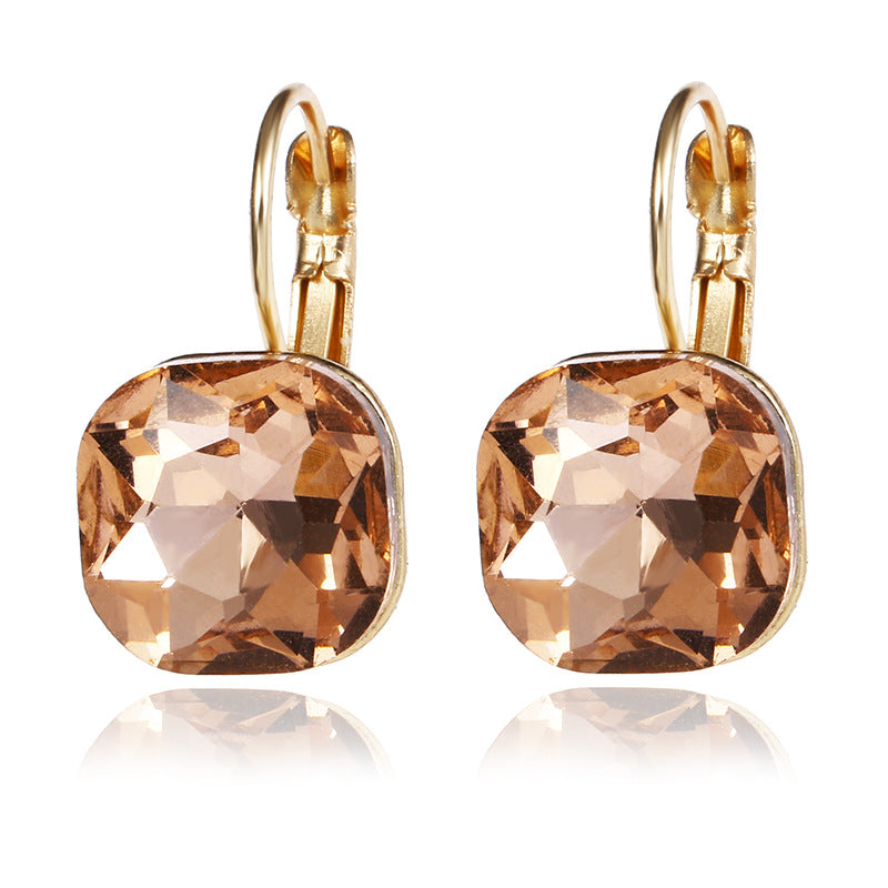 Fashion Geometric Alloy Inlay Crystal Women's Drop Earrings