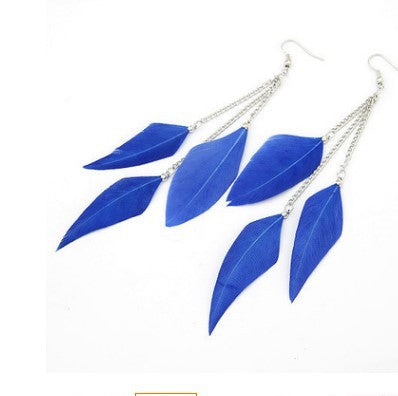 Korean Style Feather Tassel Drop Earrings