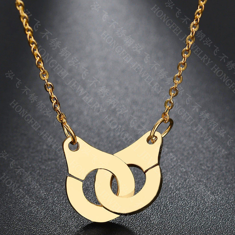 Titanium & Stainless Steel Geometric Pendant Necklace - Steel Color