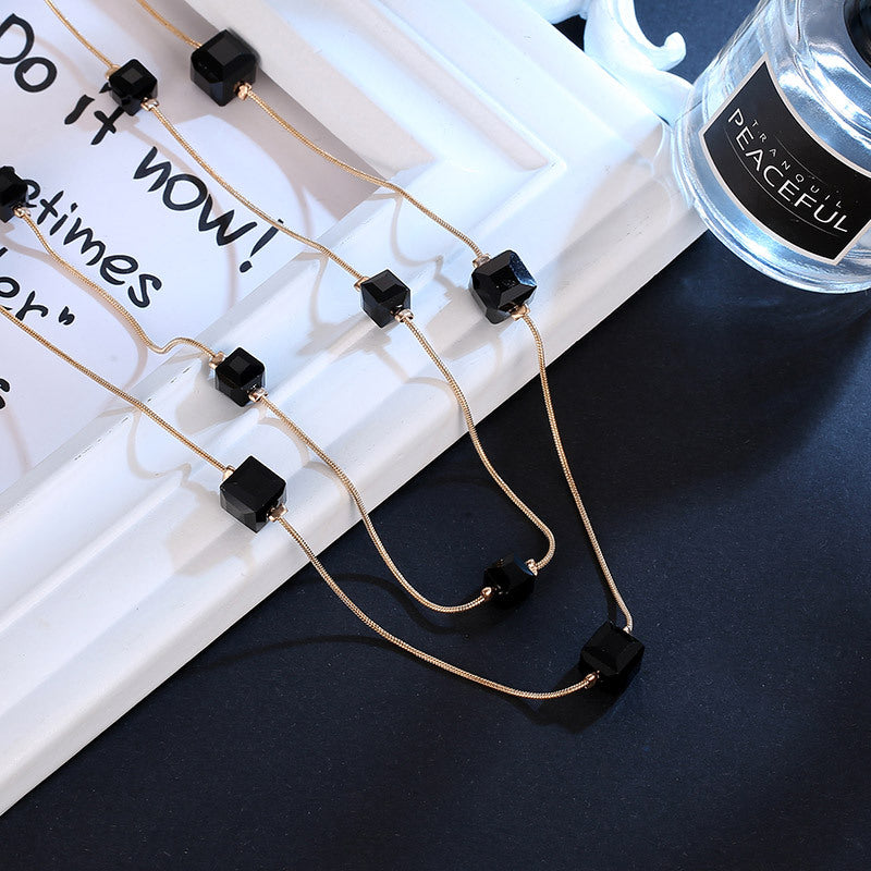 Korean Fashion Crystal Long Pendant Necklace for Women