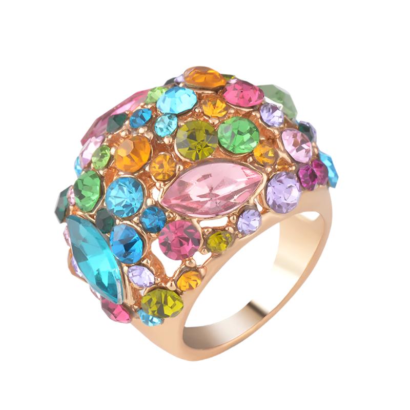 Elegant Geometric Rhinestone Alloy Statement Ring for Women