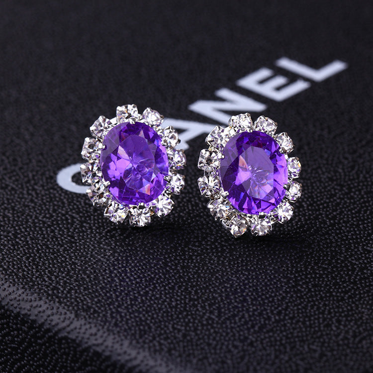 1 Pair Fashion Geometric Alloy Plated Rhinestone Zircon Stud Earrings for Women