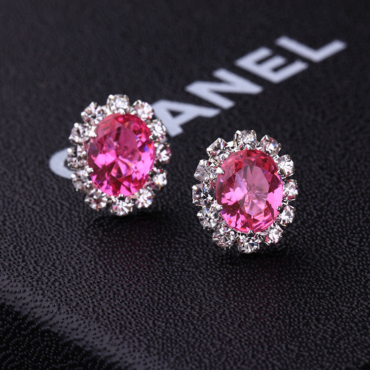 1 Pair Fashion Geometric Alloy Plated Rhinestone Zircon Stud Earrings for Women