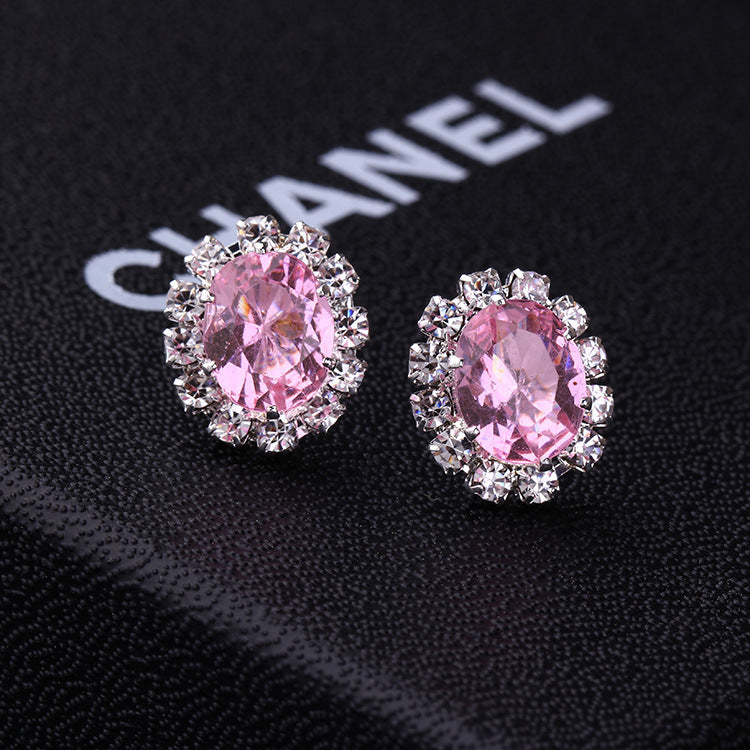 1 Pair Fashion Geometric Alloy Plated Rhinestone Zircon Stud Earrings for Women