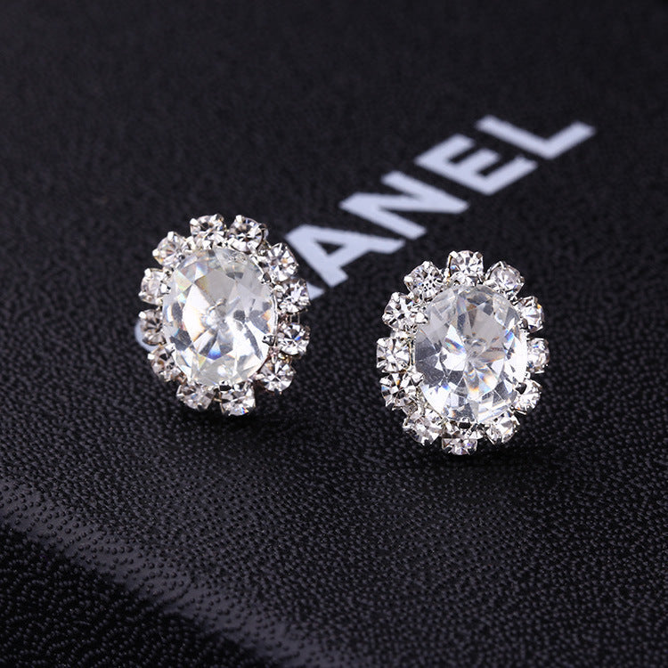 1 Pair Fashion Geometric Alloy Plated Rhinestone Zircon Stud Earrings for Women