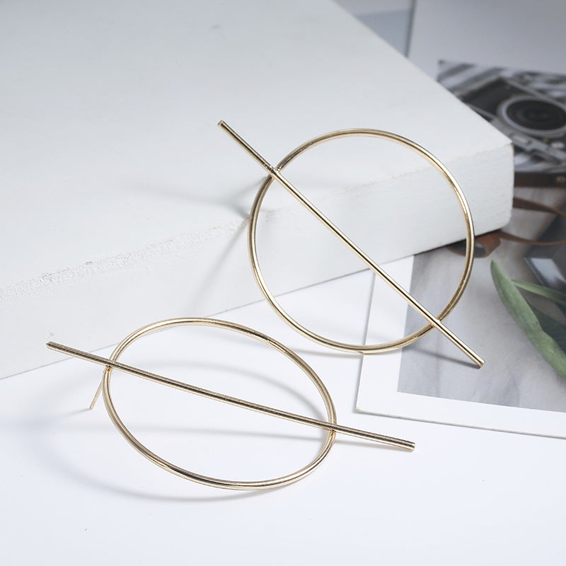 Trendy Alloy Diamond-Studded Large Hoop Earrings