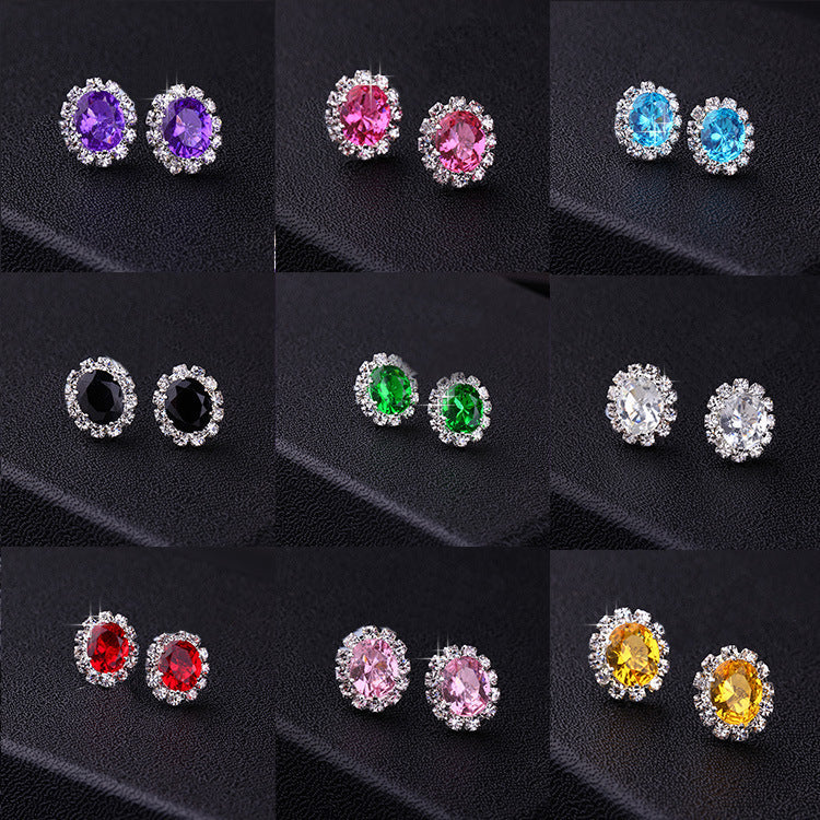 1 Pair Fashion Geometric Alloy Plated Rhinestone Zircon Stud Earrings for Women