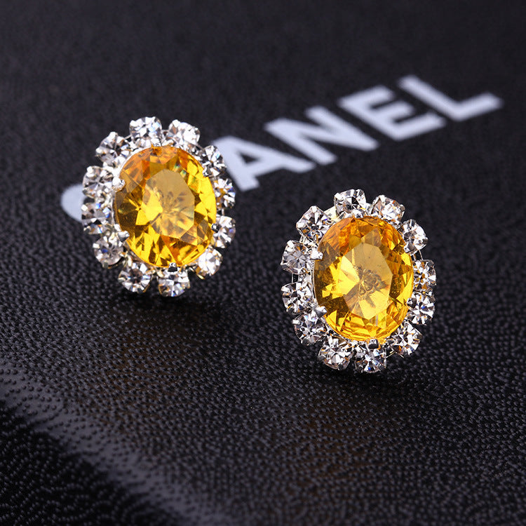 1 Pair Fashion Geometric Alloy Plated Rhinestone Zircon Stud Earrings for Women
