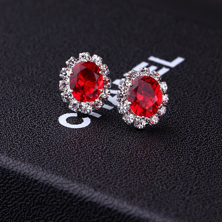 1 Pair Fashion Geometric Alloy Plated Rhinestone Zircon Stud Earrings for Women