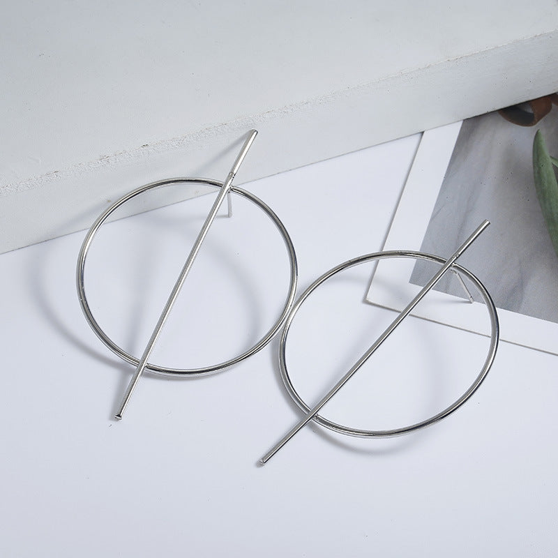 Trendy Alloy Diamond-Studded Large Hoop Earrings