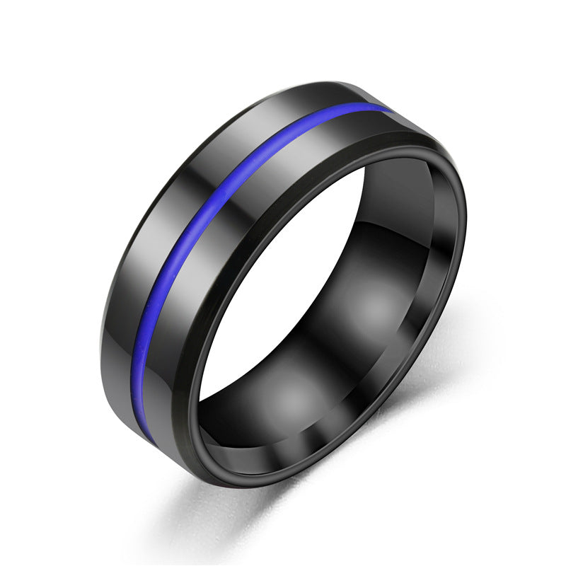 Simple Stainless Steel Two-tone Enamel Rings with Elegant Black and Tri-color Design