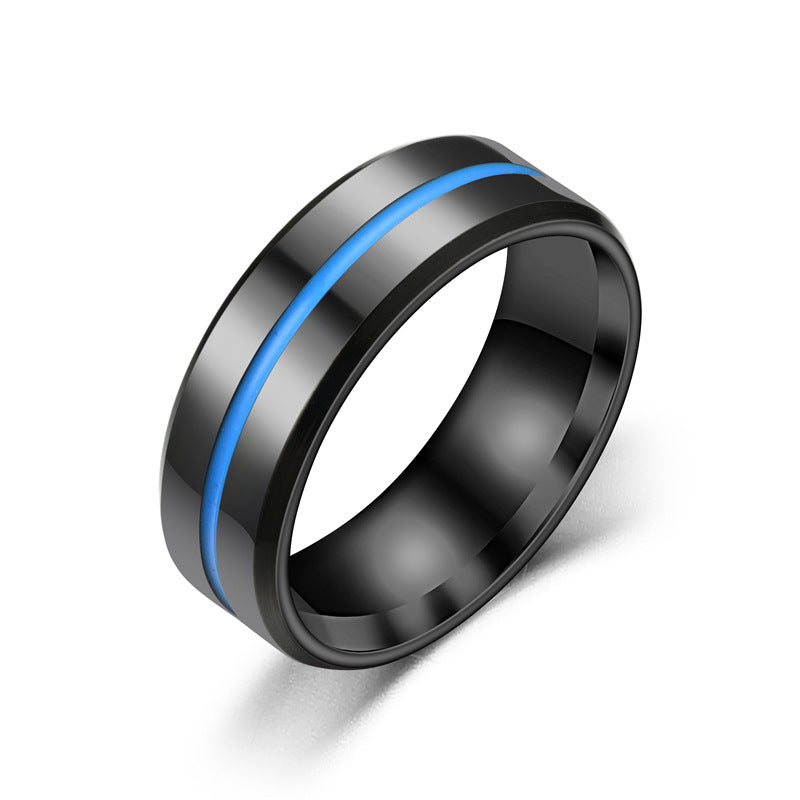 Simple Stainless Steel Two-tone Enamel Rings with Elegant Black and Tri-color Design