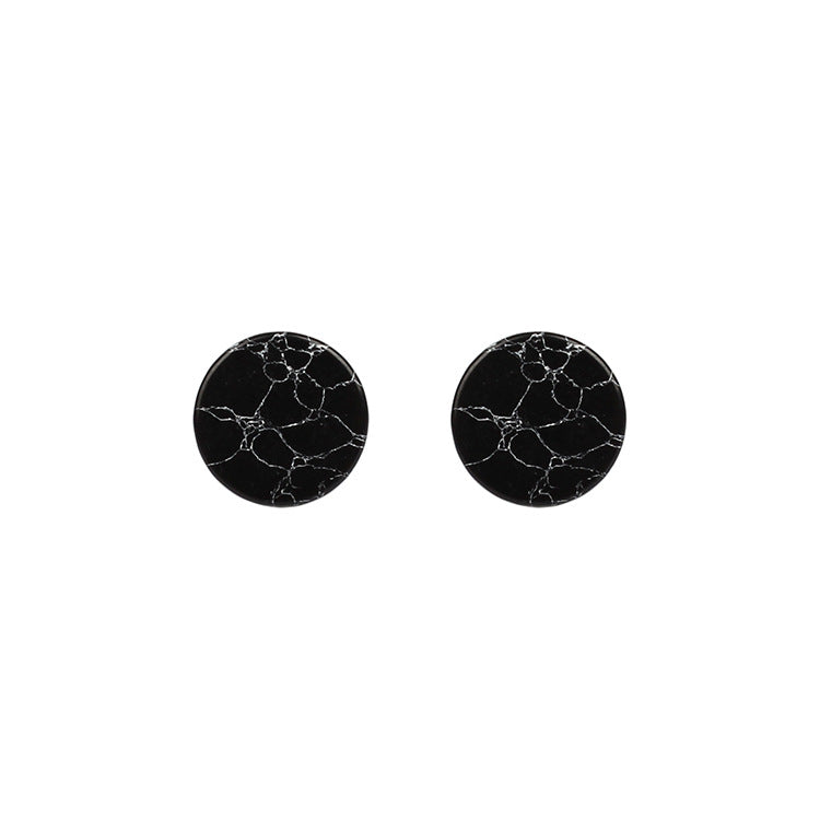 Korean Minimalist Marble Black & White Turquoise Geometric Earrings for Women