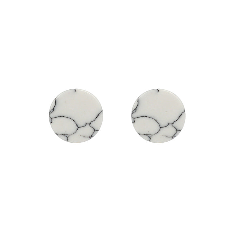 Korean Minimalist Marble Black & White Turquoise Geometric Earrings for Women