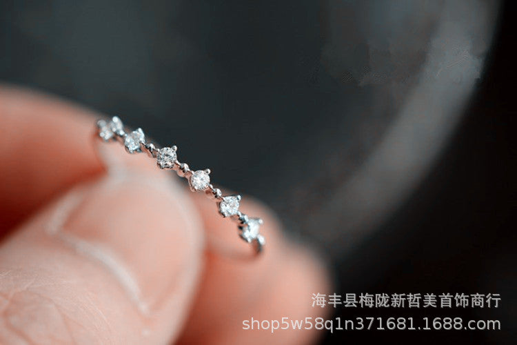 Simple Style Round Sterling Silver Inlay Gem Ring with 14k Gold Plated Zircon Detailing