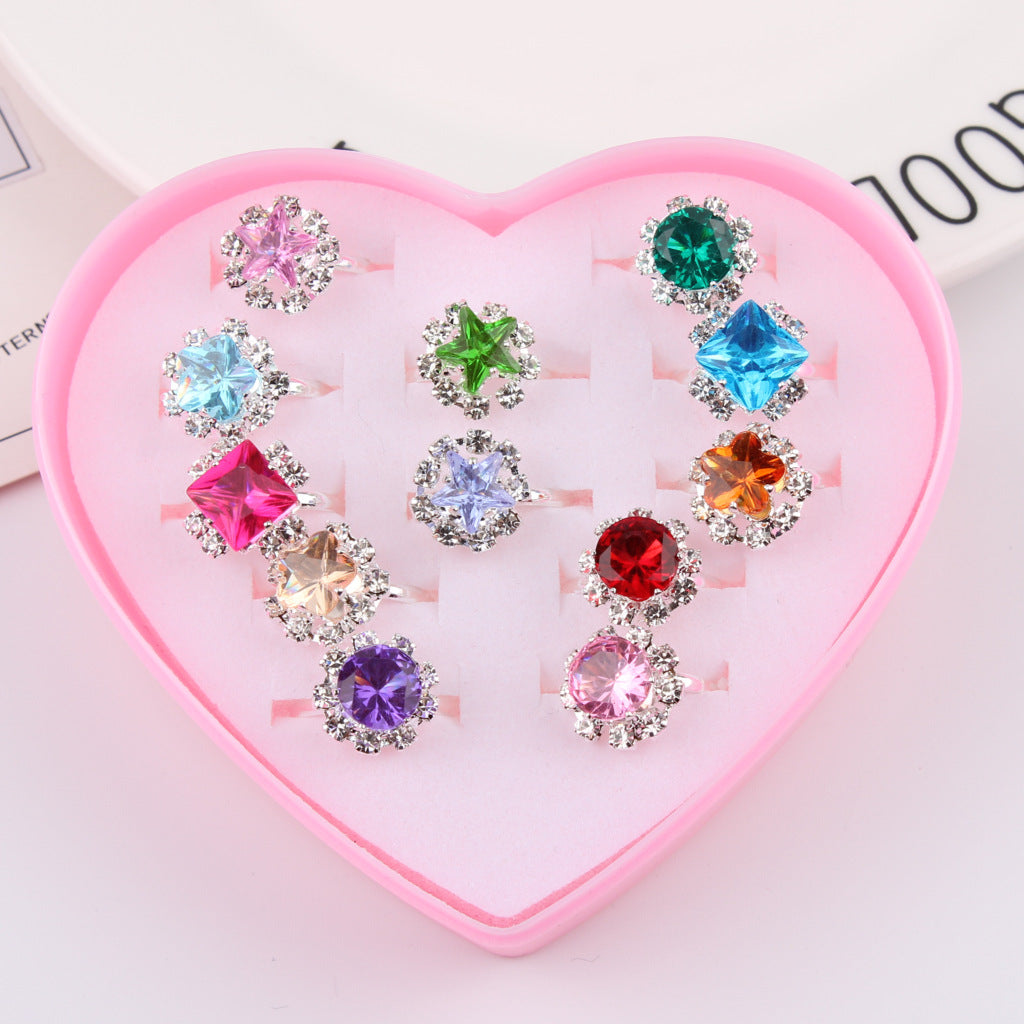 Children's Adjustable Flashing Diamond Ring Set - 36 Pieces