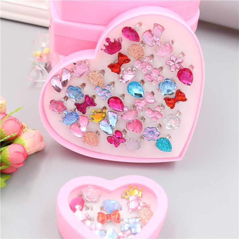 Children's Adjustable Flashing Diamond Ring Set - 36 Pieces